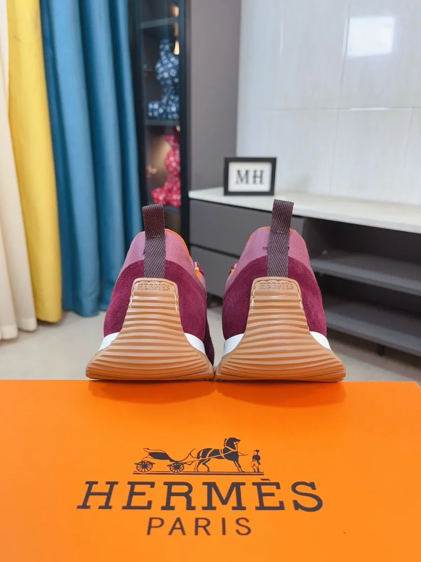Men's shoes 💰440🌸🌸[HERMES] Hermès sneakers, the upper is made of calfskin and mesh, imported materials, full of texture, the lightweight sole is decorated with contrasting patterns, creating a versatile fashion style. Size: 38-44